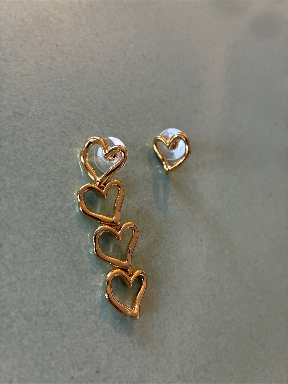 Maje Gold Open-Heart Drop Earrings